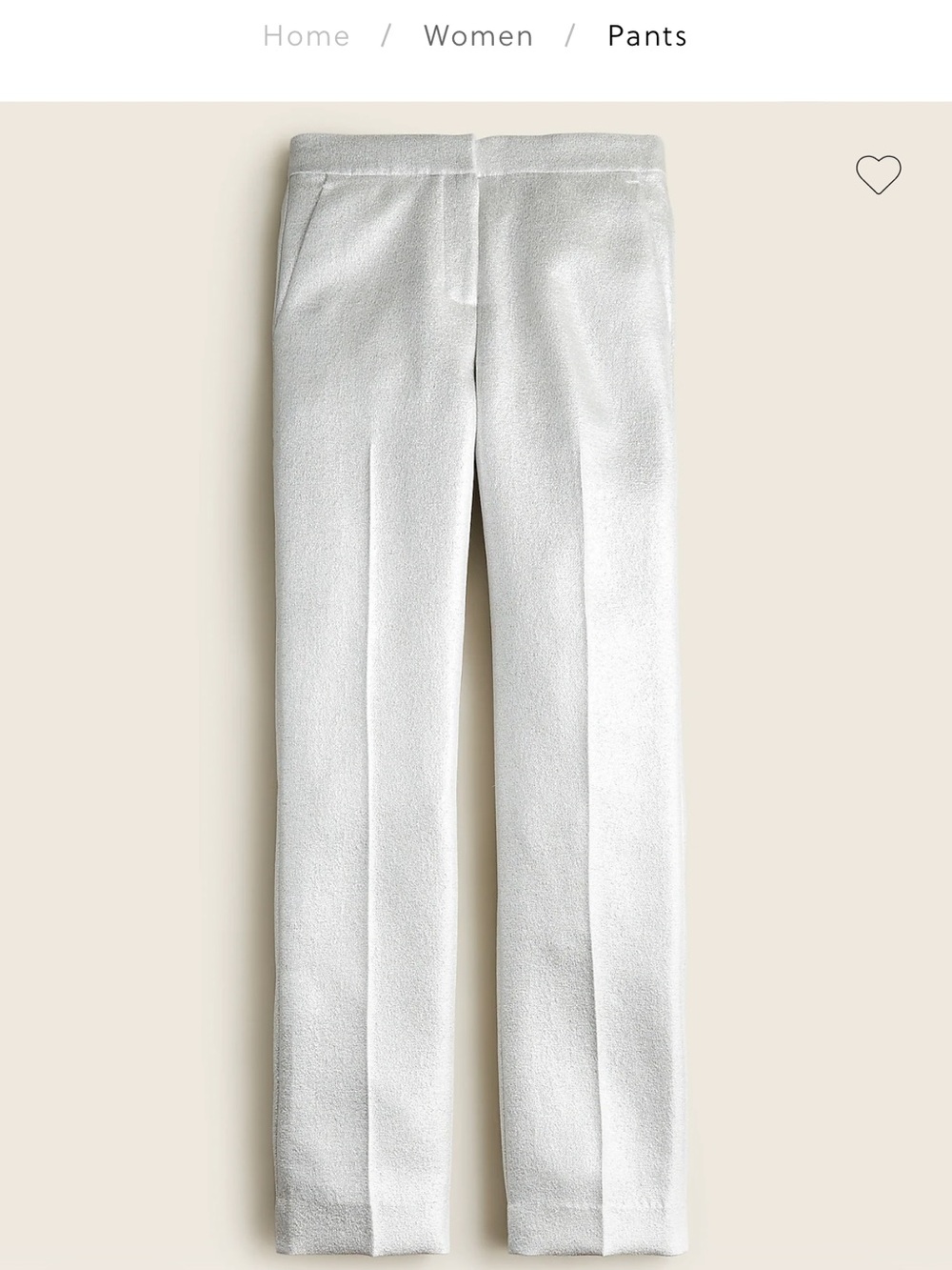 J.Crew Collection Metallic Silver Straight Leg Pants 4 Holiday Party